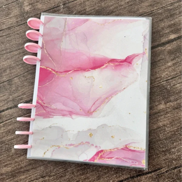 cuaderno de discos tamaño carta, cuaderno con discos intercambiables, cuaderno personalizable, planner de discos tamaño carta, cuaderno elegante rosado, libreta artística con discos, cuaderno moderno tamaño carta