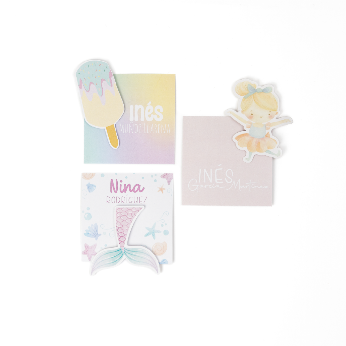 tarjetas 3d personalizadas, tarjetas regalo relieve, tarjetas infantiles 3d, etiquetas tematicas, tarjeta paleta helado, tarjeta sirena, tarjeta bailarina, kit tarjetas originales, papeleria creativa