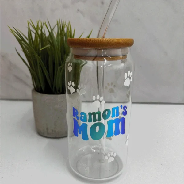 vaso de vidrio 12 oz personalizado, vaso de vidrio con nombre vinilo, vaso de vidrio, vaso personalizado con logo, vaso de vidrio para café jugo refresco, vaso de vidrio vinil regalo