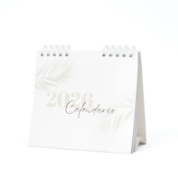 calendario de mesa 2026, calendario minimalista, calendario de escritorio, calendario personalizado, calendario elegante, calendario para oficina, papelería personalizada, calendario Printaton, calendario con anillo metálico, regalo de oficina, planificación 2026.