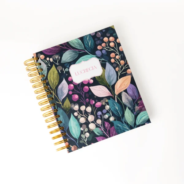 Agenda 2027 floral personalizada Agenda botánica 2027 con nombre Planificador personal 2027 Guatemala Agenda ilustrada hojas y frutos 2027 Agendas elegantes 2027 preventa