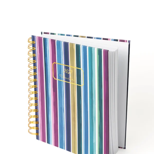 4. Palabras SEO Agenda 2027 de rayas multicolor Agenda anual 2027 personalizada foil oro Agenda creativa 2027 Guatemala Planificador 2027 con nombre Agendas modernas 2027 preventa