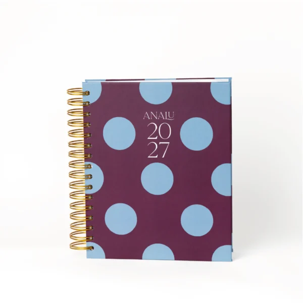 Agenda 2027 burgundy Agenda personalizada polka dots 2027 Agenda color burgoña 2027 Agenda anual 2027 con nombre Planificador personal 2027 Guatemala preventa