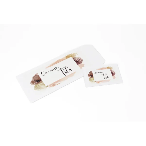 sobre tarjeta agradecimiento, tarjetas con amor, papeleria acuarela otoño, kit tonos tierra, sobres sin foil, tarjetas nota regalo, papeleria artesanal, kit thank you card, caligrafia tita