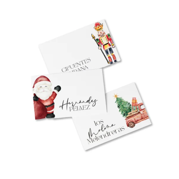 Etiquetas de regalo de Navidad personalizadas Tarjetas de regalo personalizadas con nombres Etiquetas navideñas para regalos Etiquetas de Navidad de lujo Diseño acuarela Navidad Regalos personalizados Navidad Etiquetas Papá Noel, Cascanueces, Camioneta Navideña Tarjetas de identificación de regalos Papelería navideña personalizada Detalles para regalos de Navidad Etiquetas "De: / Para:" personalizadas