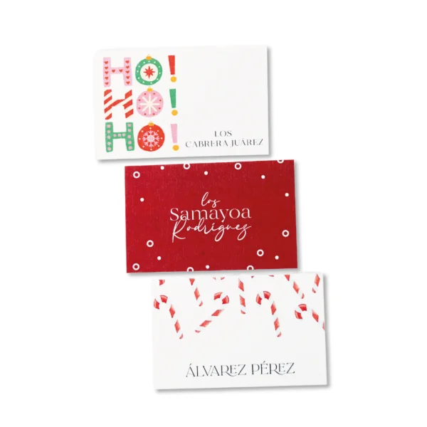 Etiquetas de regalo de Navidad coloridas Tarjetas navideñas personalizadas divertidas Etiquetas de regalo bastones de caramelo Papelería navideña personalizada familiar Tarjetas de regalo rojas y festivas Navidad