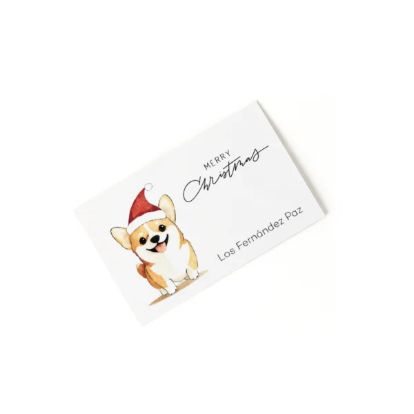 Etiquetas de regalo de Navidad con perros Tarjetas navideñas personalizadas mascotas Tarjetas de regalo perrito Corgi Navidad Papelería navideña para pet lovers Etiquetas de regalo de Navidad tiernas con nombre